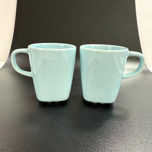 2 Small Tea Cup Light Blue Retro MCM Style Ceramic or Porcelain Childs Play Set?